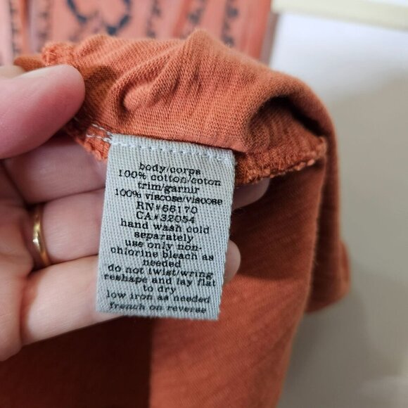 Ecote‎ Gorgeous Orange Sleeveless Embroidered Racerback Top S Boho Flowy Mesh - Picture 5 of 10